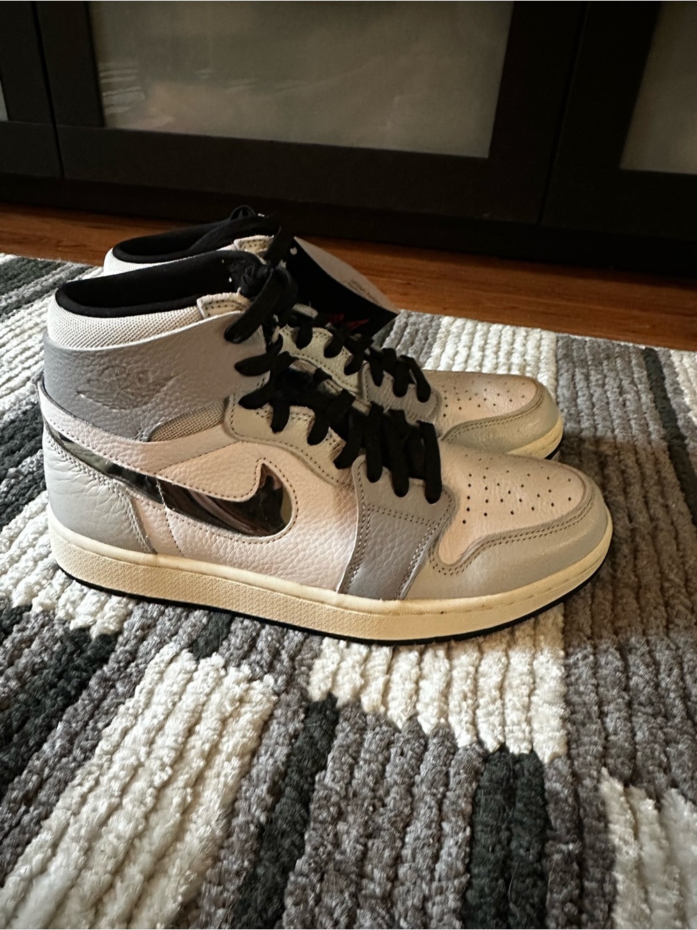 Women’s Nike Air Jordan 1 Mid Sneakers - White, Light Gray & Black - New